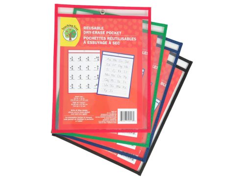 Teaching Tree Reusable Dry-Erase Plastic Pockets
