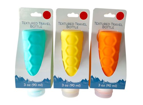 Textured Travel Toiletry Bottles Assorted Colors