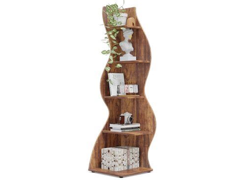 Tribesigns Seagrass-Like Design Brown MDF Bookcase
