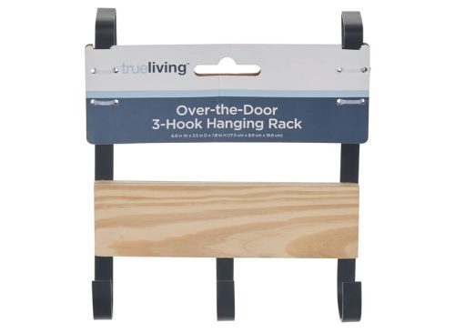 True Living Over-the-Door 3-Hook Hanging Rack, Assorted 