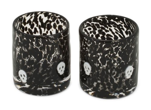 WITCH CRAFTERS Set Of 2 Skull And Confetti Double Old-fashioned Glasses