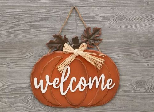 Welcome Pumpkin Wood Wall Decor