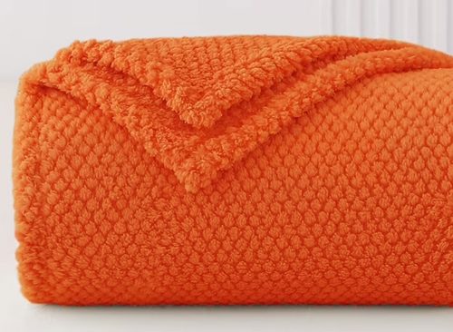 Whale Flotilla Fuzzy Fleece 50"x70" Throw Blanket for Couch, Fluffy Warm Soft Jacquard Blankets for All Seasons, Lightweight and Cozy, Burnt Orange