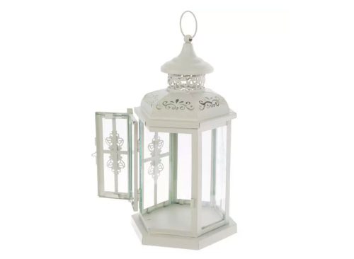White Vintage Farmhouse Metal Lantern