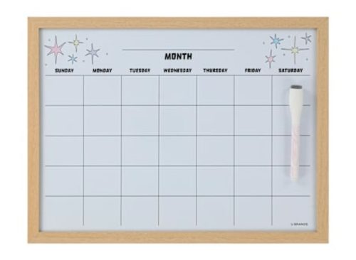 Wood Style Frame Dry Erase Calendar
