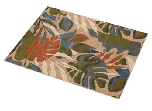 allen + roth with STAINMASTER Floral Palm 8 x 10 (ft) Loomed Polypropylene Multiple colors/finishes Rectangular Indoor/Outdoor Hose Washable Pet Friendly Area rug
