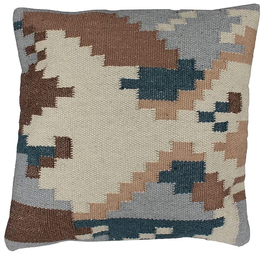 Allen + Roth Geometric Woven Geo Blocks Square Throw Pillow