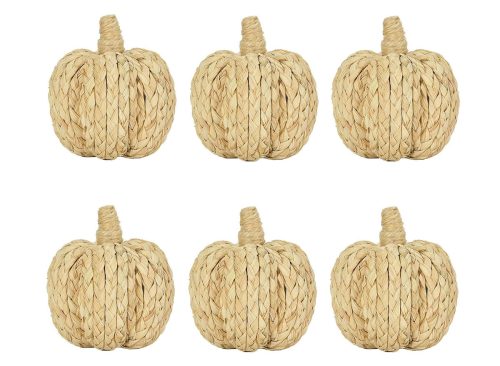  naturevibe 4.3 Inch Braided Cornhusk Pumpkin Decor Set of 6 Fall Home Decor