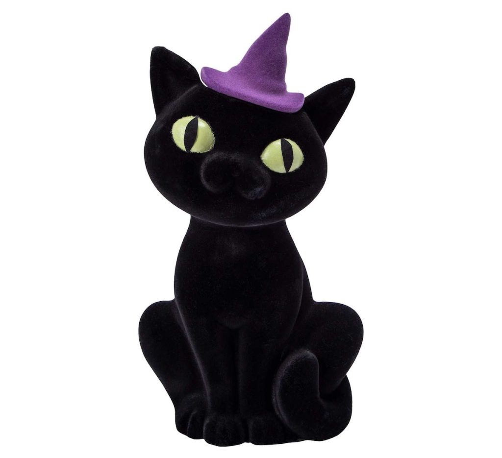 Halloween Flocked Cat Décor