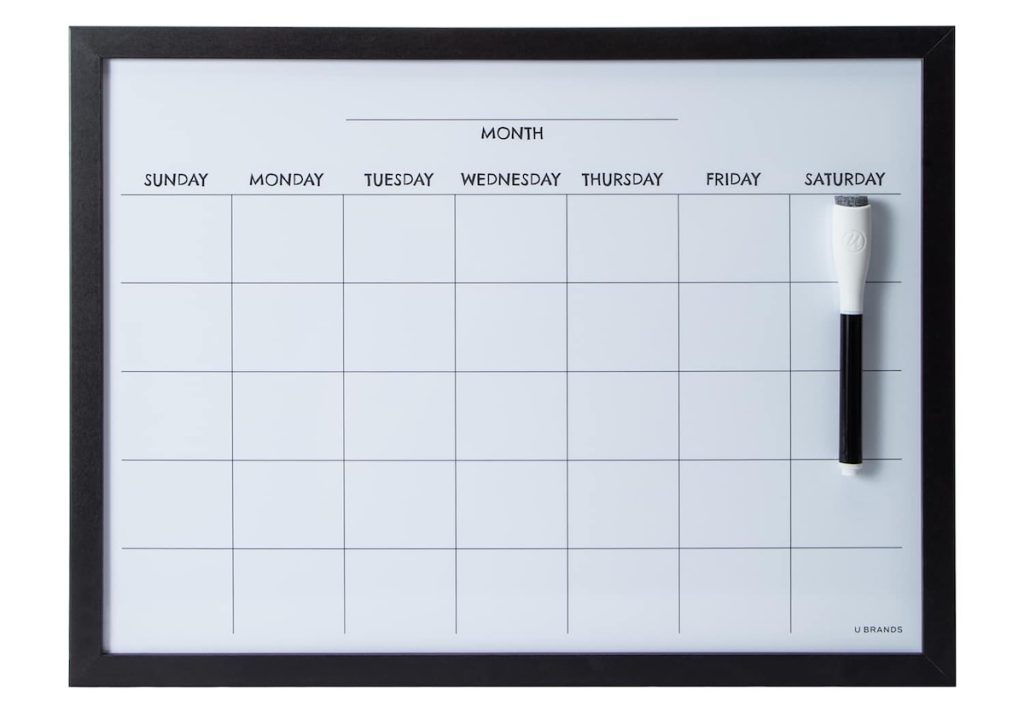 Wood Style Frame Dry Erase Calendar