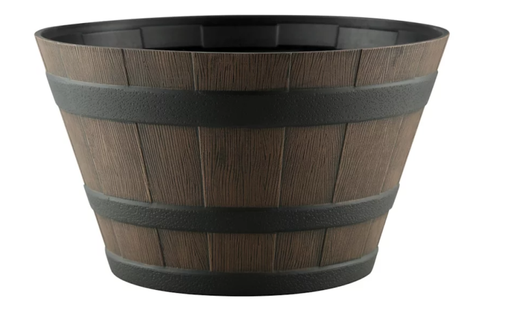 GroundWork Plastic Whiskey Barrel Planter