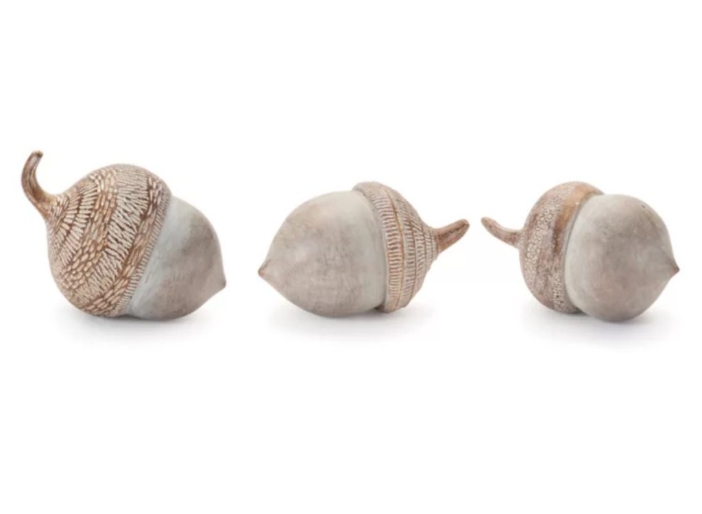 Melrose International White Washed Etched Acorn