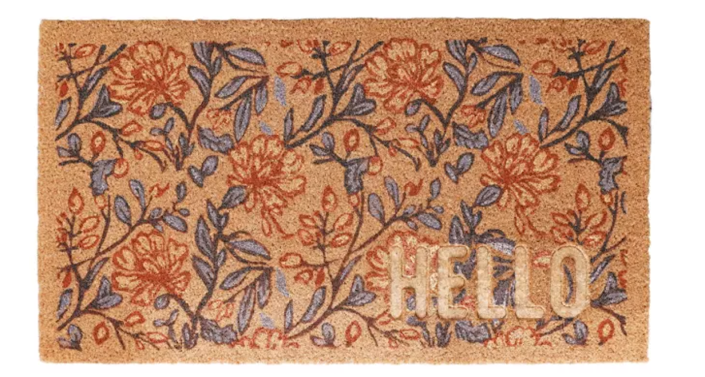 Red Shed Hello Floral Coir Door Mat