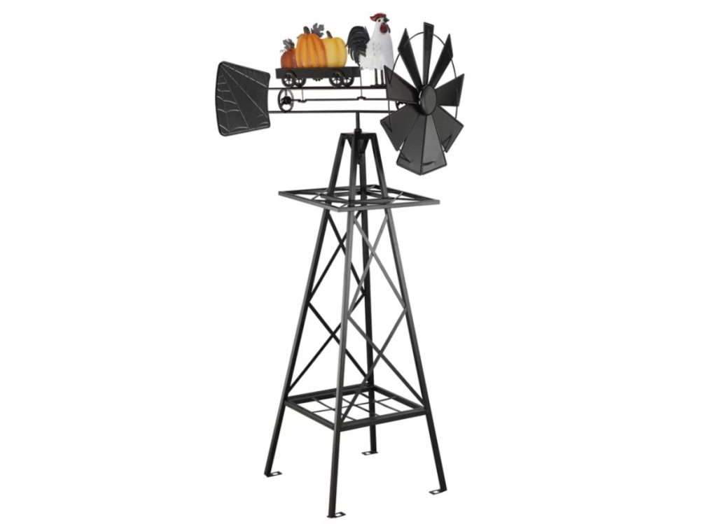 Red Shed 5 ft. Chicken with Pumpkin Fall Windmill