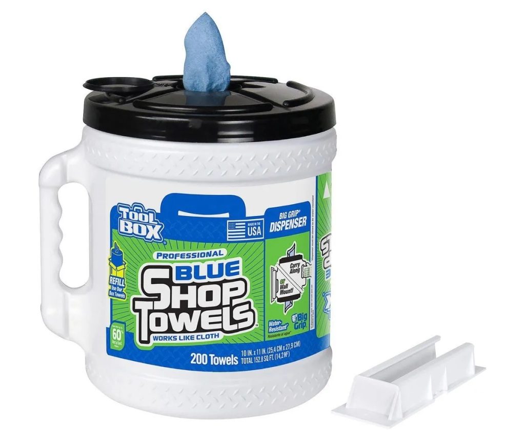 Toolbox Big Grip Bucket Blue Shop Towels