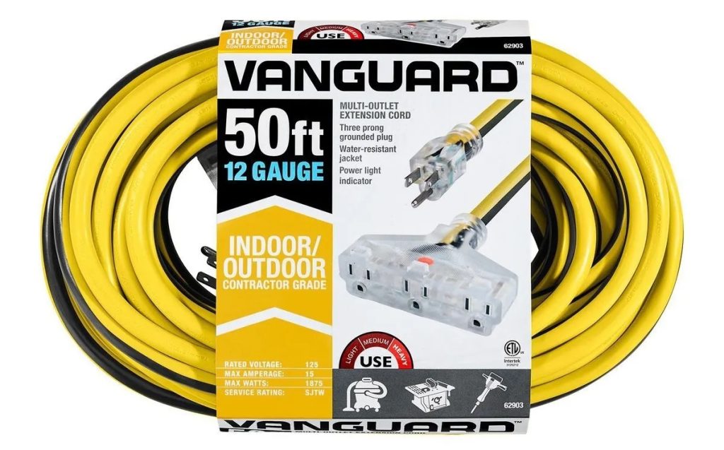 Vanguard 50 ft. x 12/3 Gauge Multiple Outlet Extension Cord