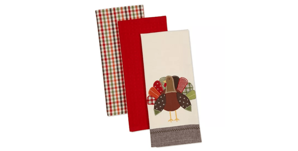 DII Fall Turkey Embroidered Dish Towel Set