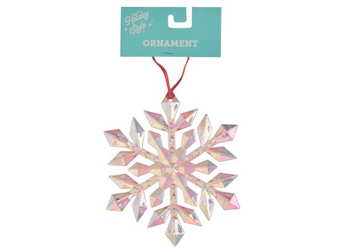 Holiday Style Christmas Iridescent Crystal-Cut Snowflake Ornament, 2 Assorted Colors