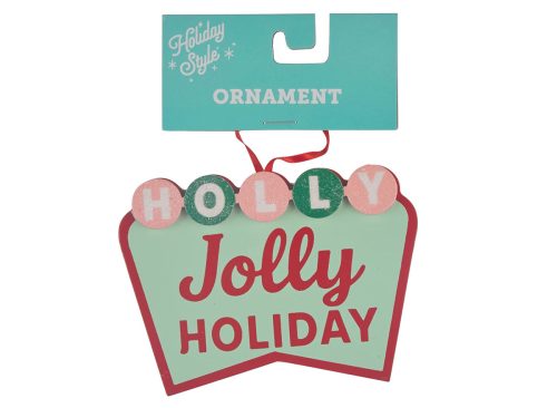 Holiday Style Christmas Retro Sign Ornament, 2 Assorted Designs