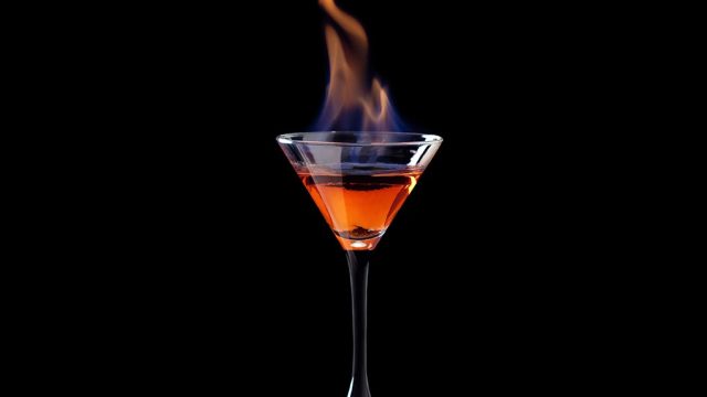 Flaming whiskey cocktail