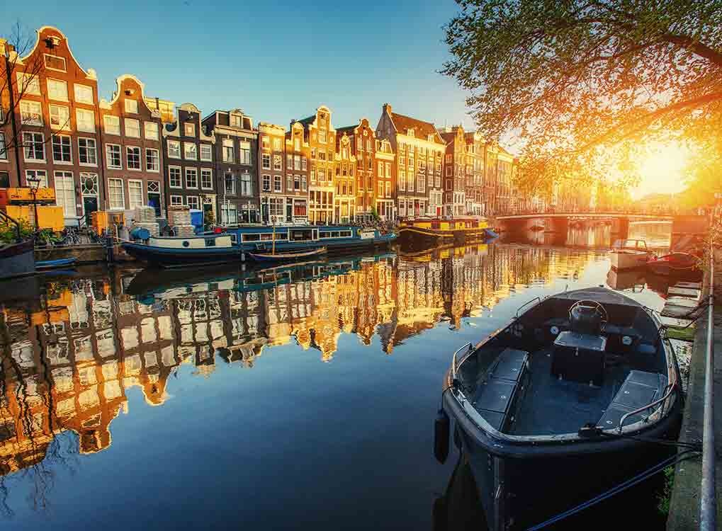 Shot of scenic Amsterdam, the Netherlands