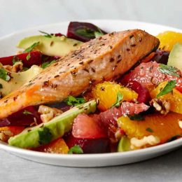 10-Minute Dinner: Baked Salmon With Beets, Citrus and Avocado